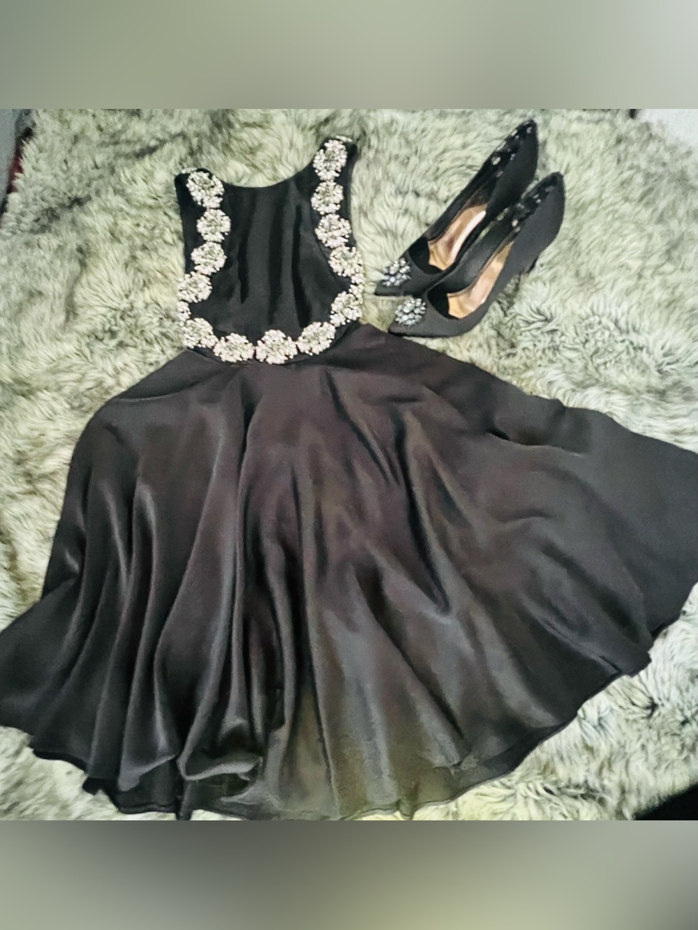 Ted baker TUX  Black Prom Dress with Crystal Floral Trim
